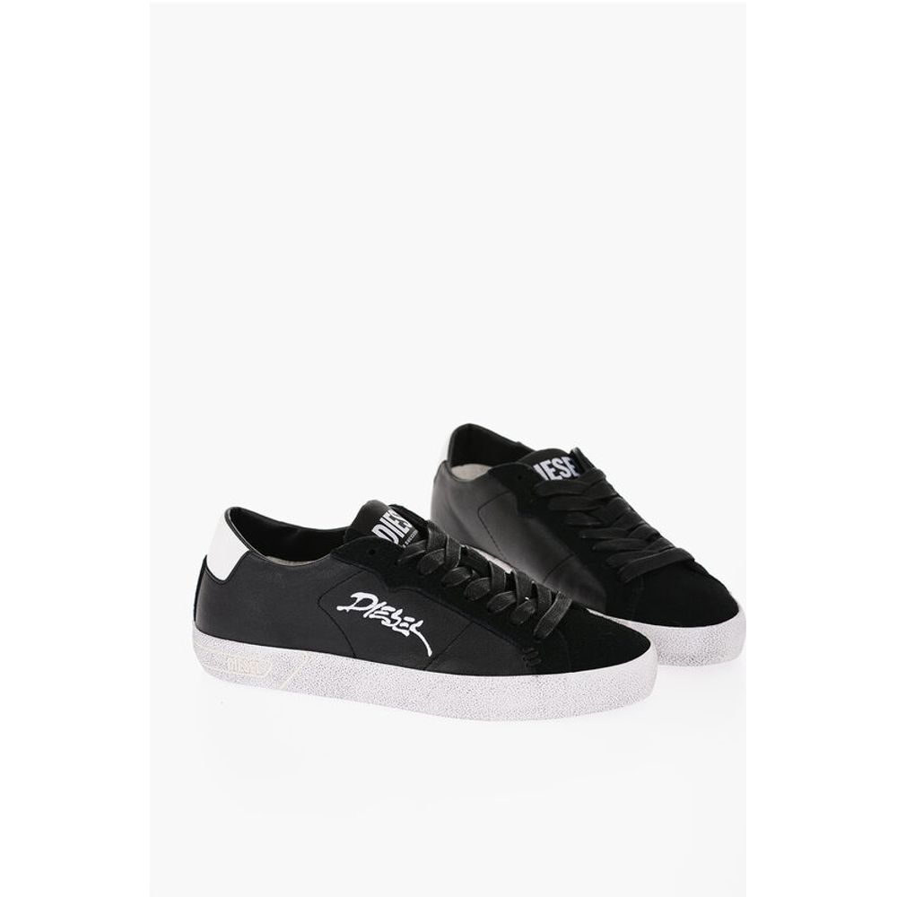 Кроссовки LEROJI из эко-кожи с вышитым логотипом Diesel, Black