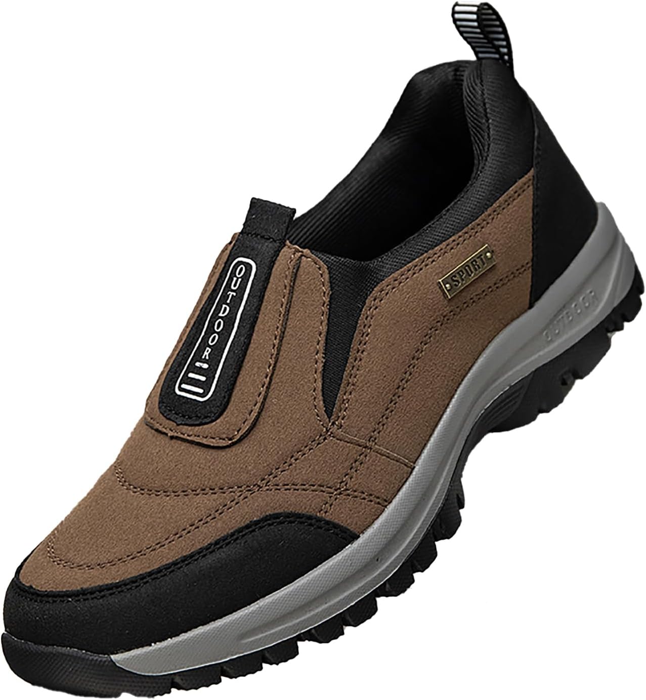 

Мужские ортопедические прогулочные лоферы Удобные слипоны Низкие кеды для безопасности и походов Дышащие повседневные водонепроницаемые нескользящие ботинки Mviobuy, коричневый