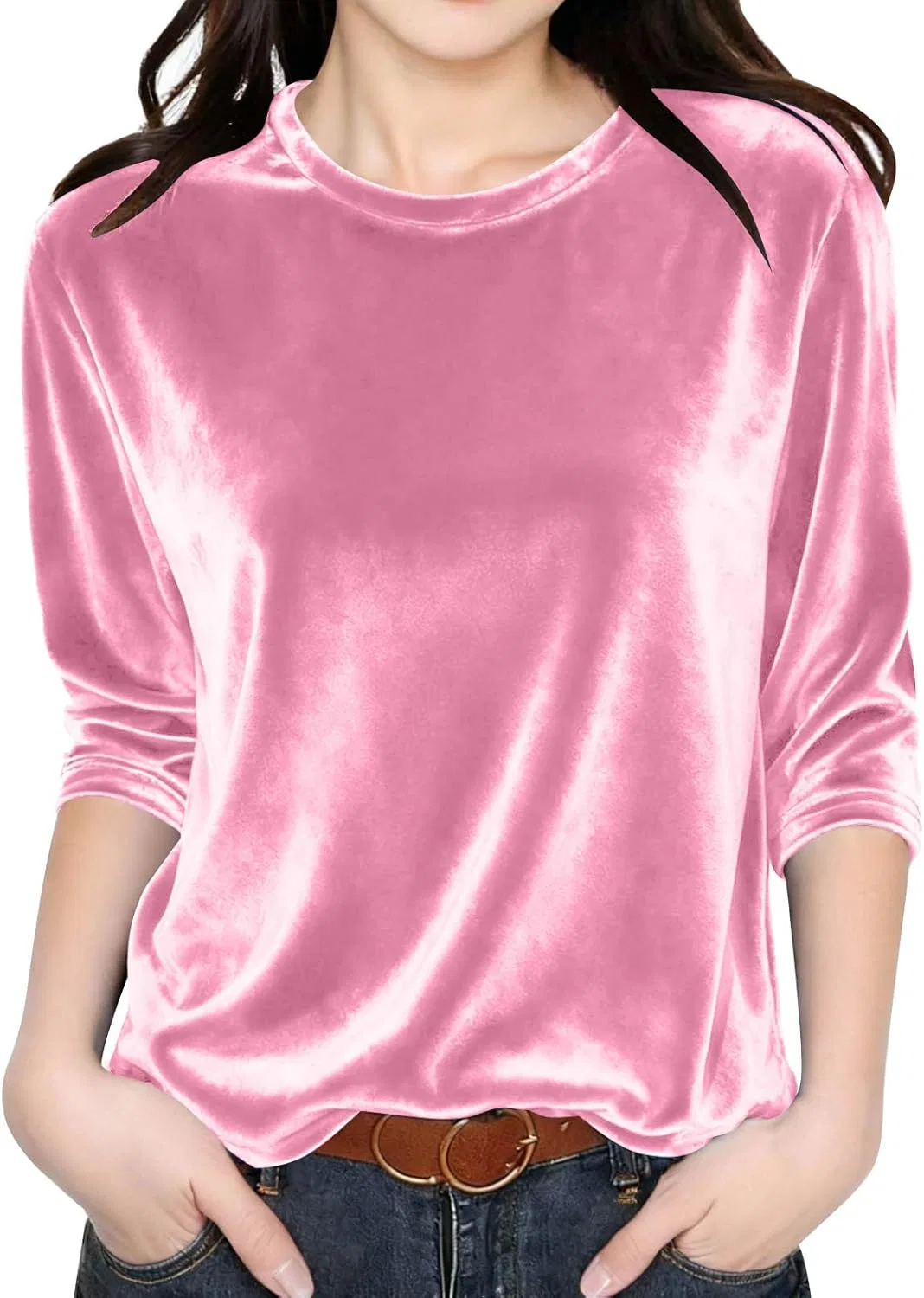 Футболка велюровая с рукавом 3/4, Zzalalana, Pink
