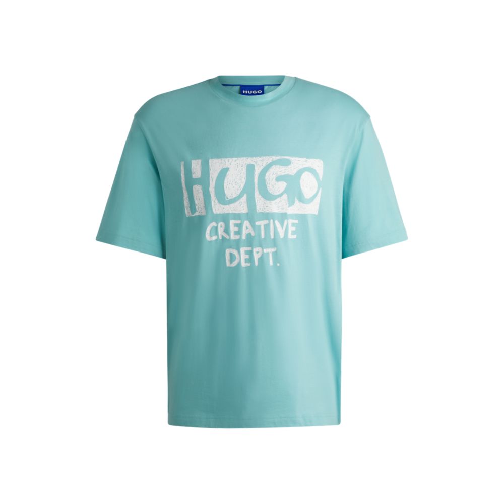 

Футболка из хлопкового джерси с логотипом HUGO, бирюзовый
