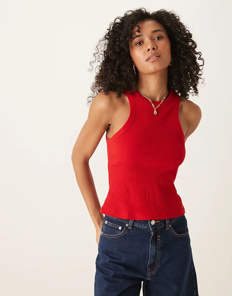 

Ребристый топ ASOS DESIGN белого цвета
