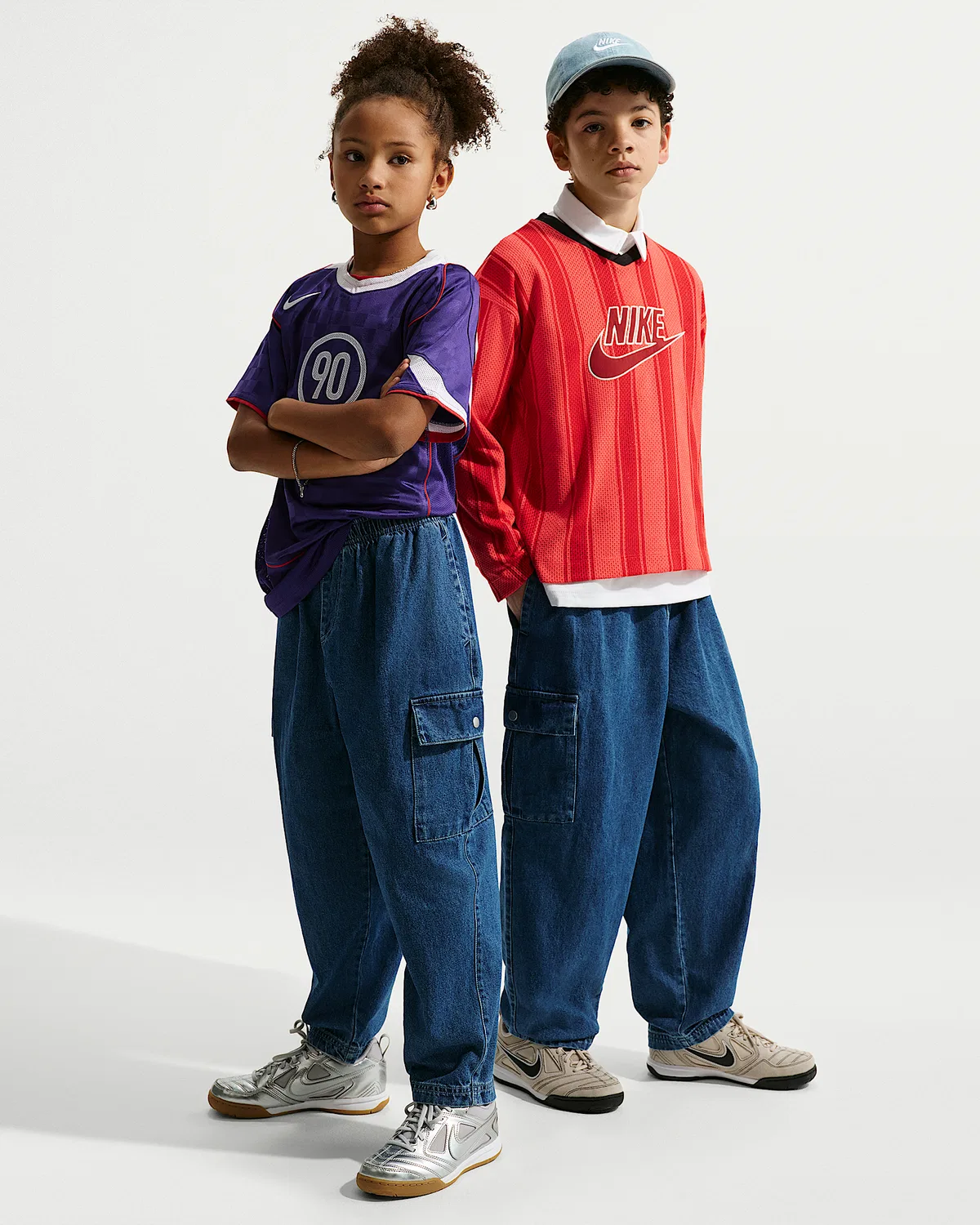 Детские джинсовые карго штаны Nike Sportswear Collection, Mystic Navy/Mystic Navy/Aegean Storm/Coastal Blue