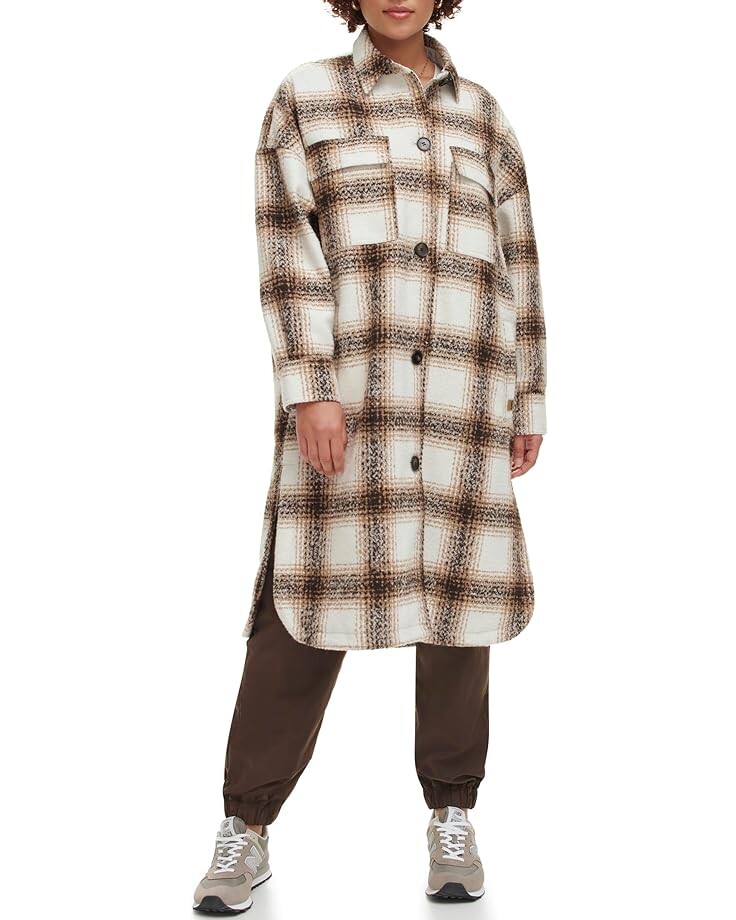 

Куртка Levi's Long Length Wool Blend Shirt, цвет Brown Plaid