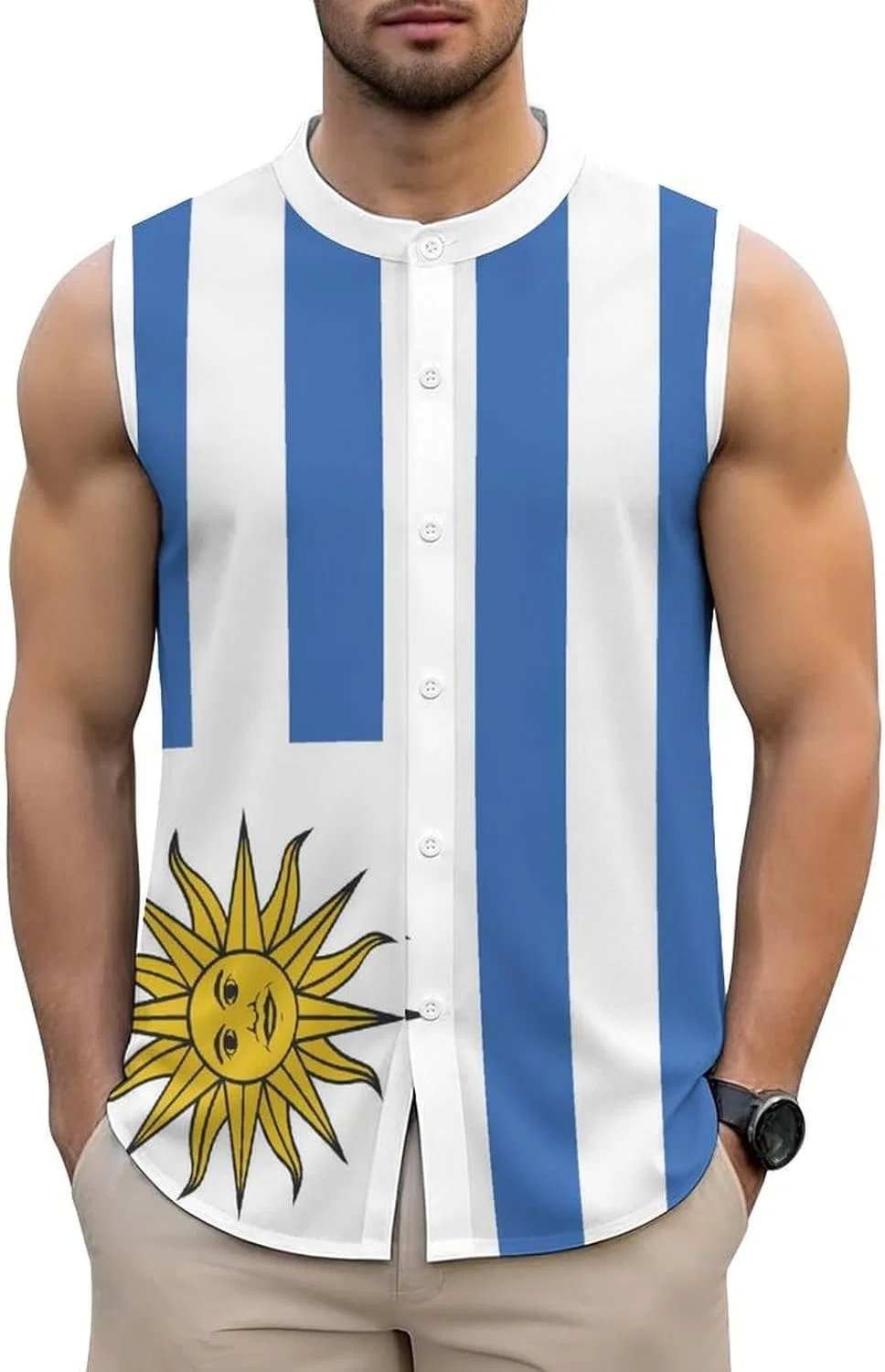 Мужская майка Ug Flag Running, белый, размерная линейка S-4XL