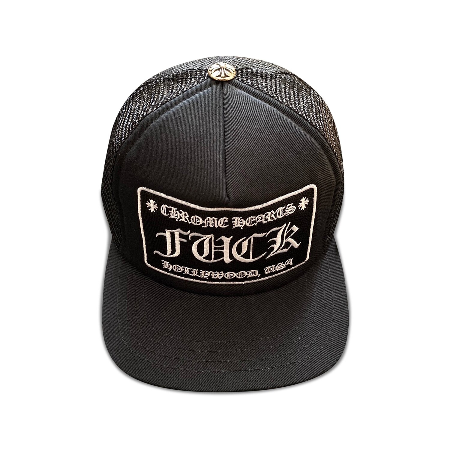 Chrome Hearts F**k Hollywood Дальнобойщик Черная шляпа — фото 2