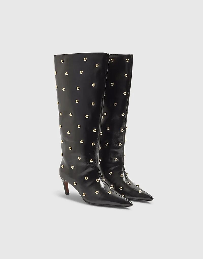 Ботинки River Island из искусственной кожи с заклепками, черные