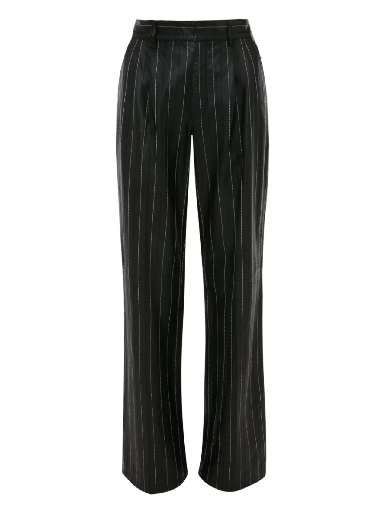 

Кожаные брюки в полоску от Victoria Beckham, черный
