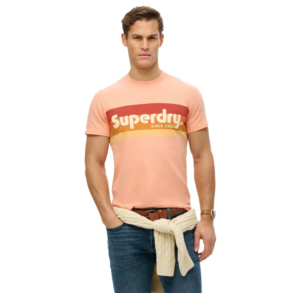 

Футболка с коротким рукавом Superdry Terrain Logo Stripe Relxed, розовый