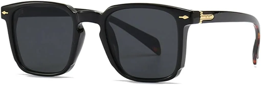 

Ретро классические квадратные солнцезащитные очки для женщин, защита от УФ-излучения UV400, модные мужские очки с заклепками и градиентом UATXTAU, Black Leopard Grey