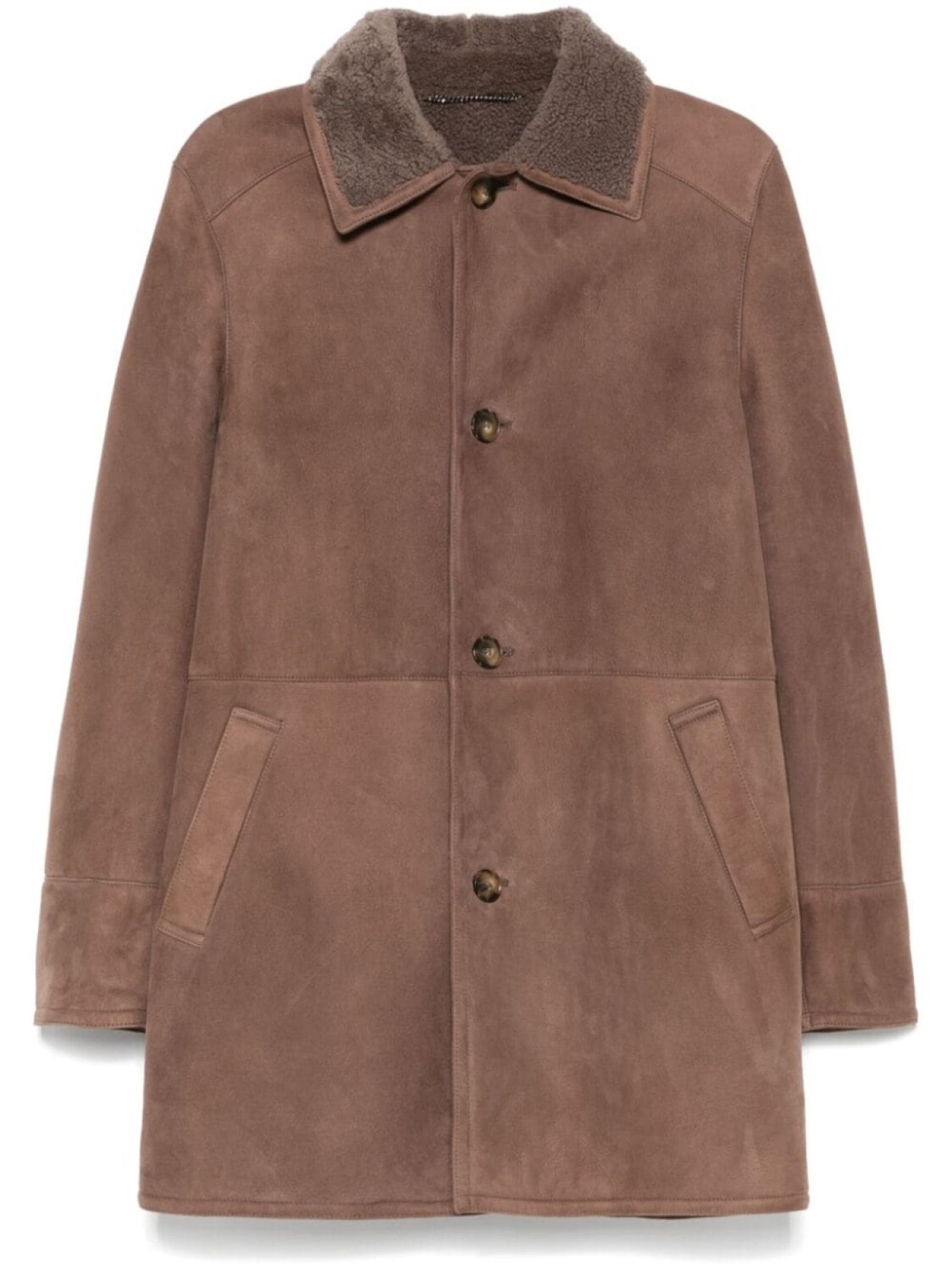 

Пальто Canali с воротником из овчины, коричневый