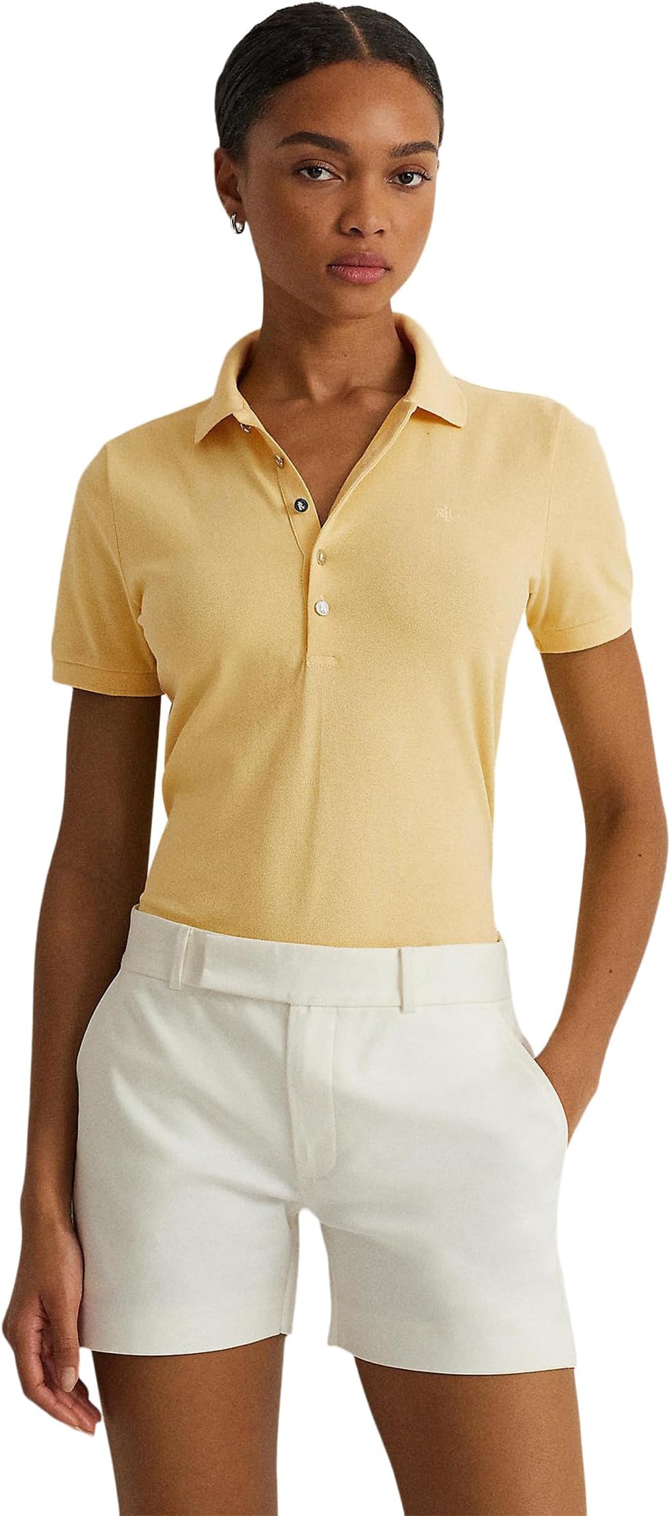 

Рубашка LAUREN Ralph Lauren Petite Piqué Polo Shirt, цвет Primrose Yellow