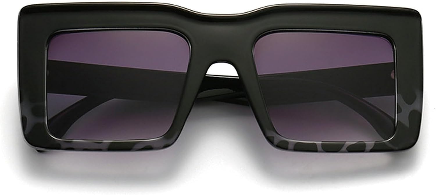 

Модные квадратные солнцезащитные очки для женщин, винтажные большие мужские солнцезащитные очки, стильные очки в стиле 90-х с плоской верхней частью mincl, Black Gray Leopard