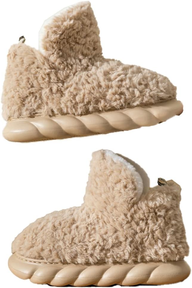 

Женские и мужские домашние тапочки Caistre с пушистой меховой отделкой, зимние теплые тапочки с противоскользящей подошвой и искусственным мехом, праздничные рождественские тапочки, хаки