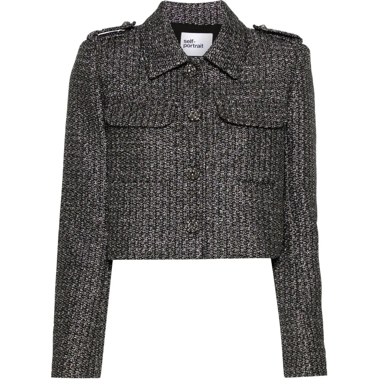 

Селфи-портрет Металлизированная жакет из букле Self-portrait, Черный