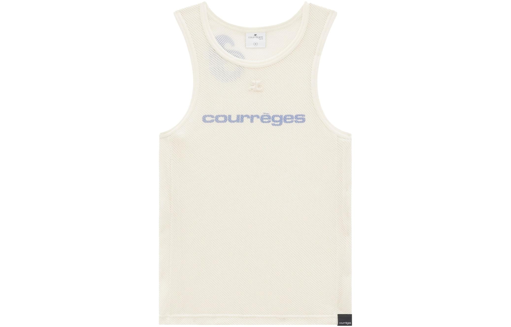 

Майка с логотипом и сетчатыми вставками COURREGES, белый