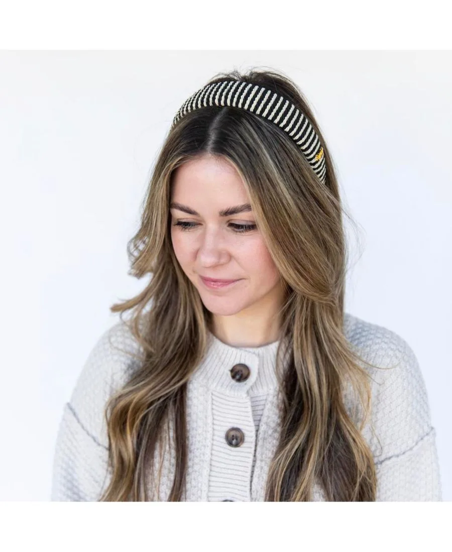 Headbands of Hope Классическая женская мягкая повязка на голову из веревки - черная слоновая кость — фото 2