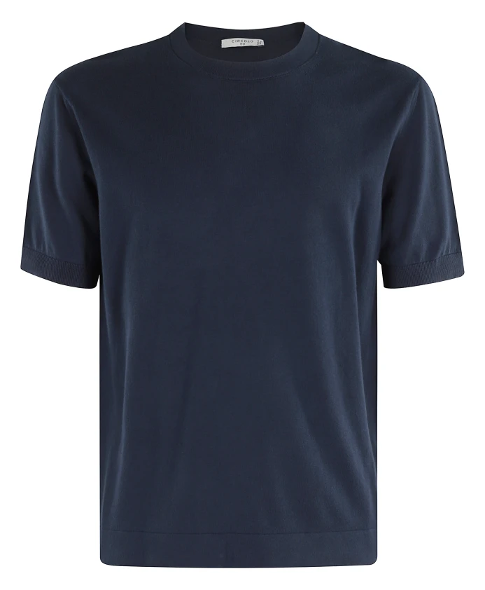 

Синяя хлопковая футболка с круглым вырезом Circolo 1901, синий