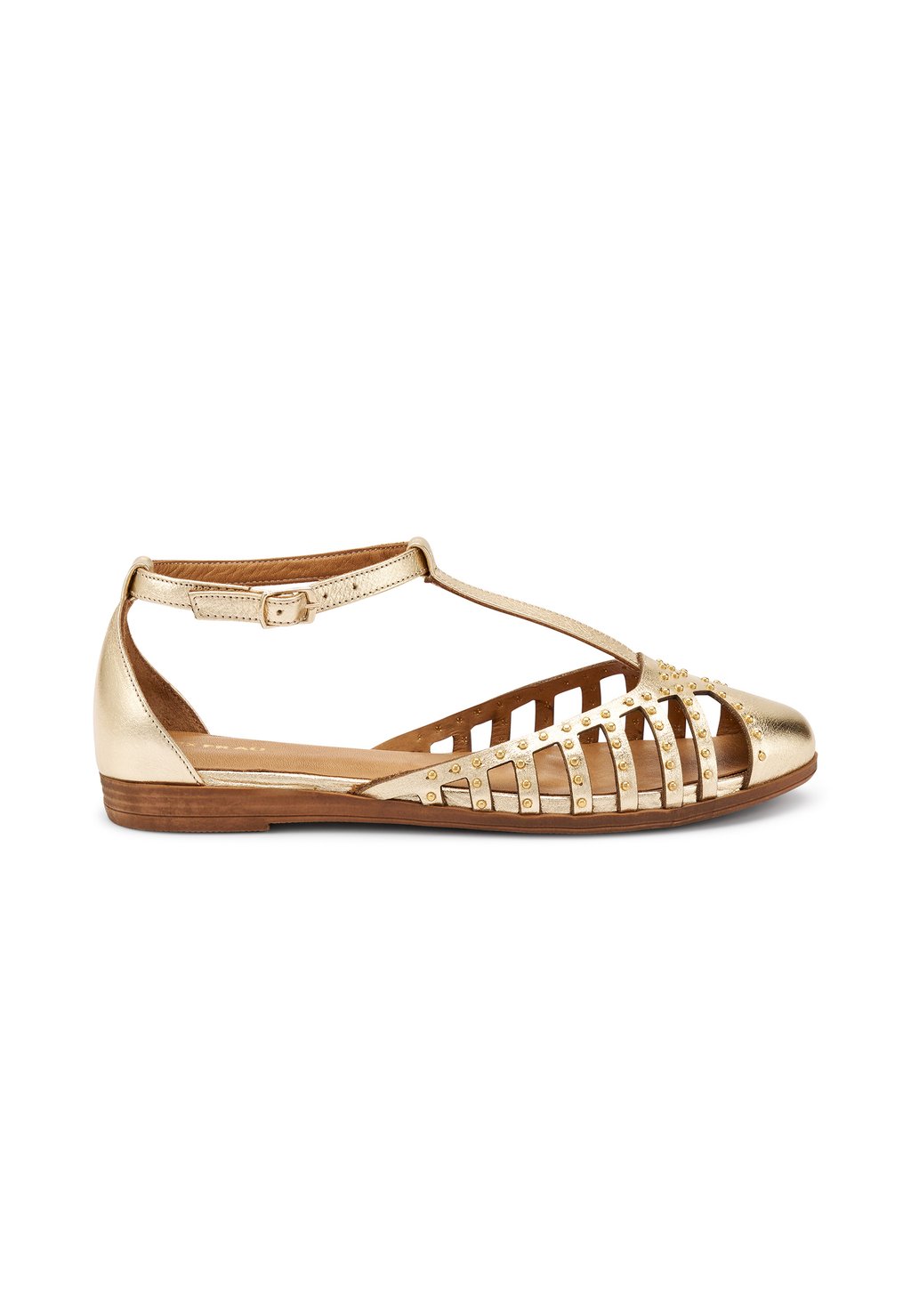 Балетки с ремешком LAMINATED WITH STUDS Frau Shoes, золотой — фото 2