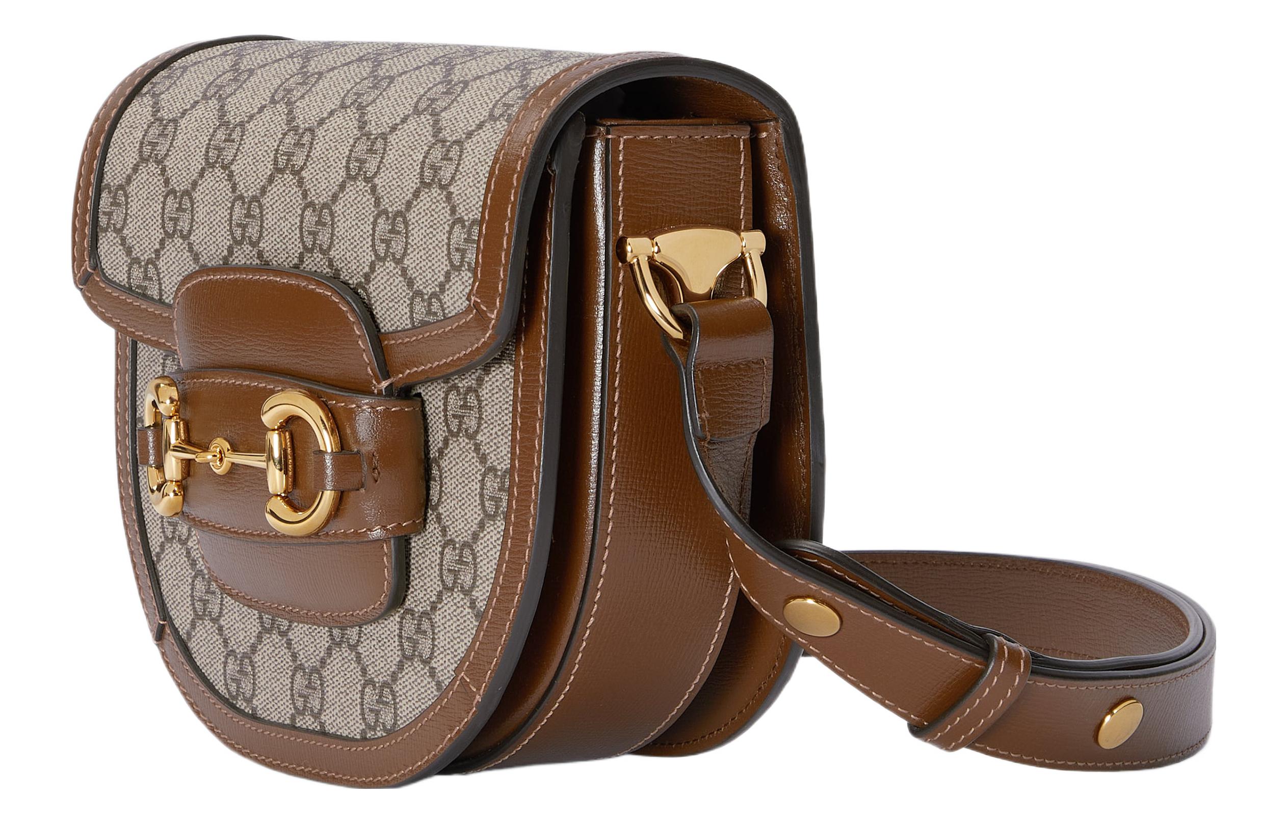 Миниатюрная холщовая сумка Gucci с кожаной отделкой и пряжкой Horsebit — фото 2