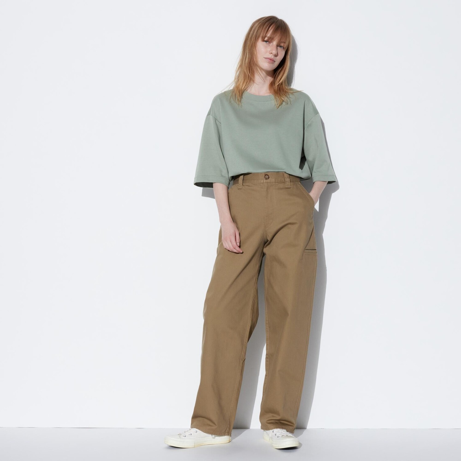 Футболка оверсайз Uniqlo AIRism с рукавами до половины, темно-синий — фото 2