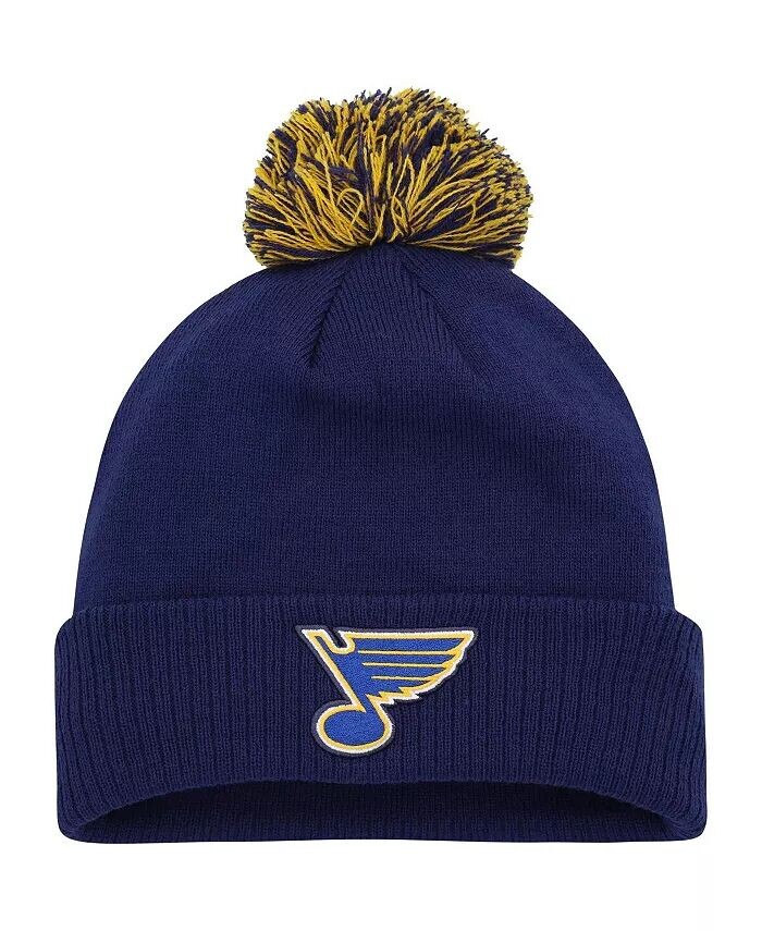 

Мужская синяя вязаная шапка St. Louis Blues COLD DY с манжетами и помпоном Adidas, синий