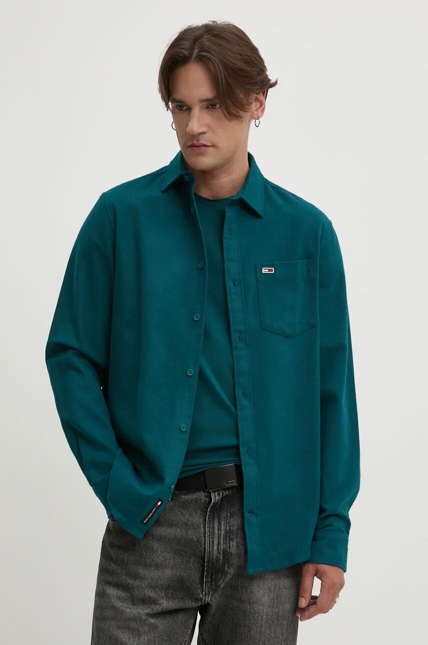 

Хлопковая рубашка Tommy Jeans, бирюзовый