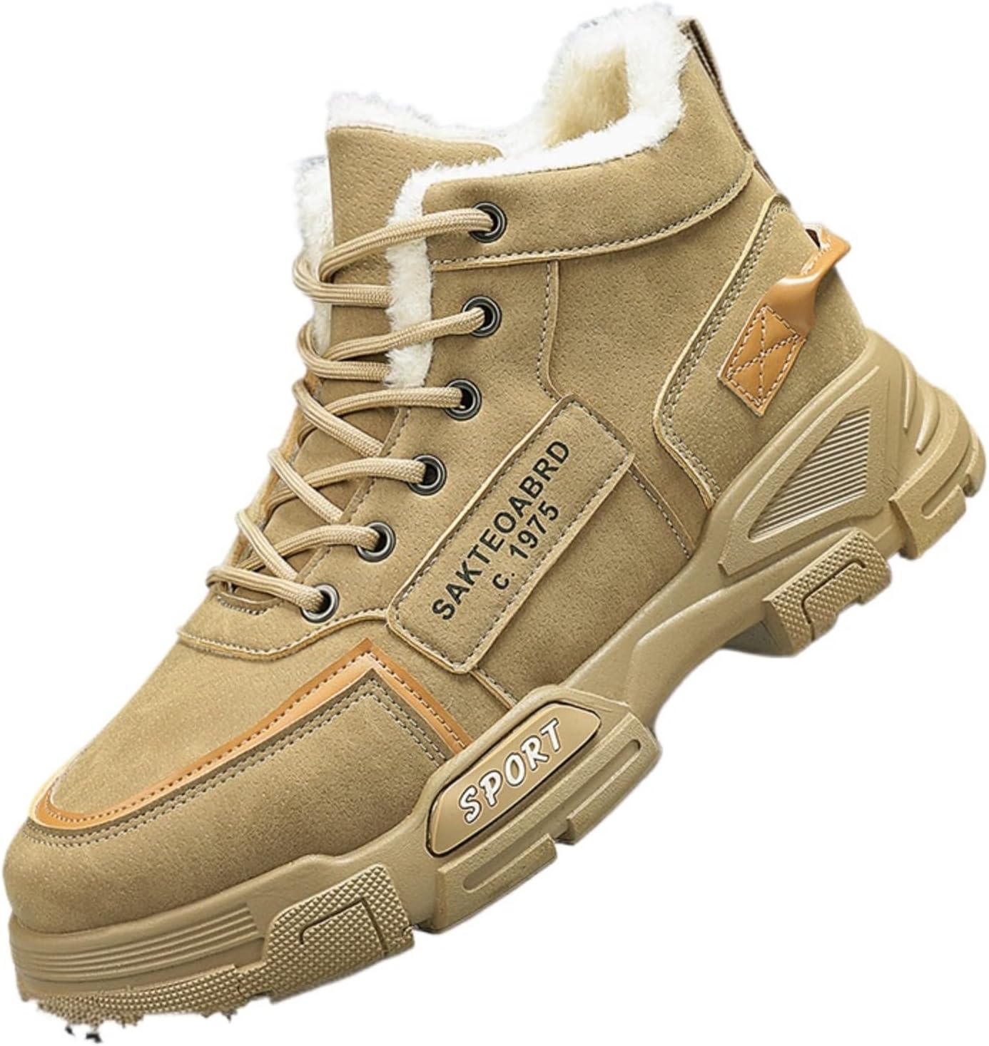 

Мужские зимние ботинки Azttoztto - Высокие до щиколотки теплые обувь с толстой подошвой и искусственным мехом для защиты от холода, хаки