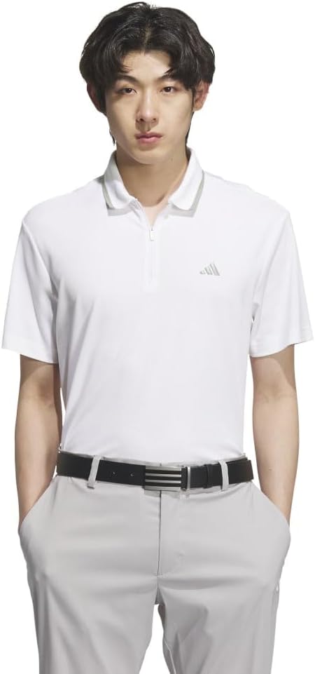 Мужская поло-рубашка adidas Golf Adizero Twist Knit с коротким рукавом и застежкой-молнией, белая, размер M