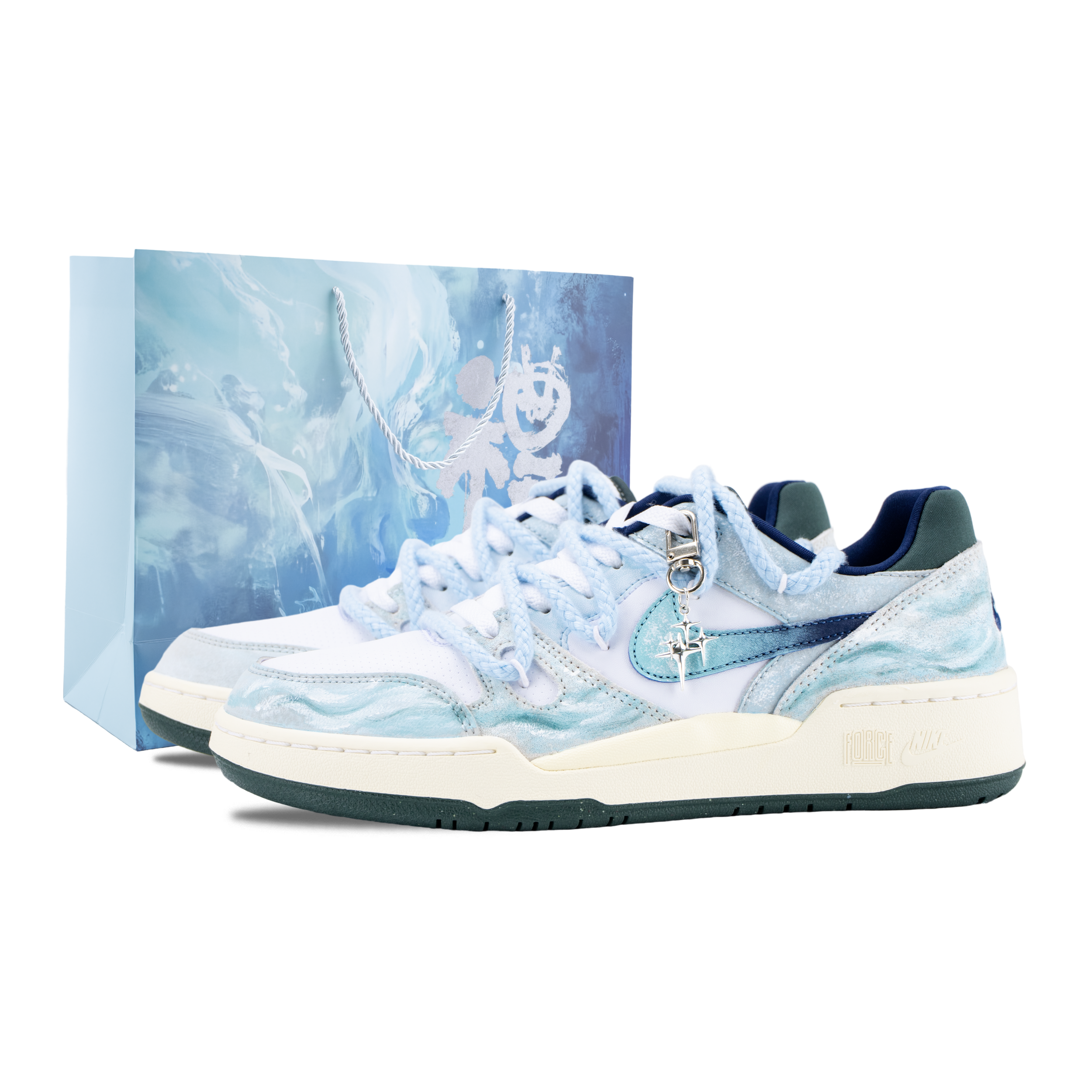 

Nike Full Force Ice Blue Star Trail мужские скейтерские кроссовки бело-голубые