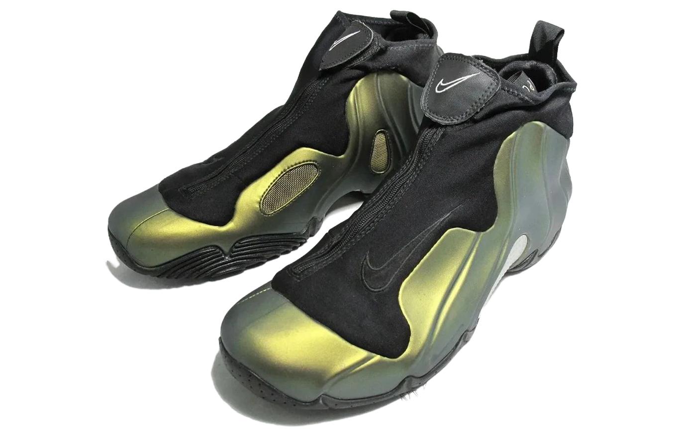 Nike Air Flightposite "Metallic Gold", черный зеленый — фото 3