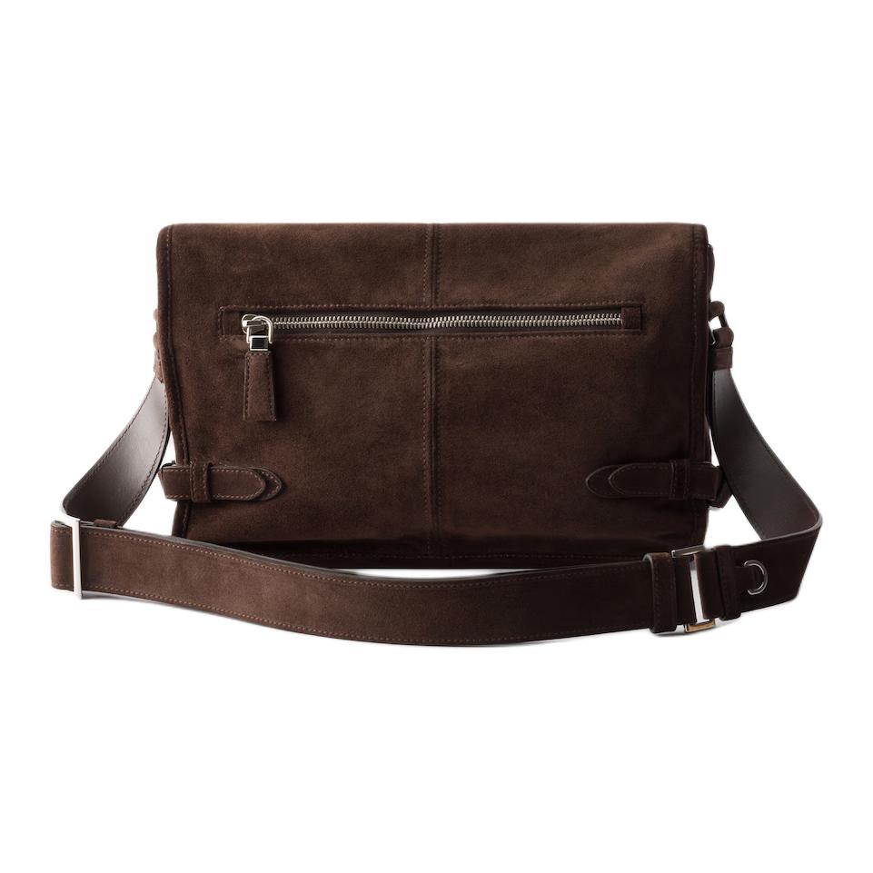 PRADA Кожаная сумка через плечо мужская dark brown — фото 4