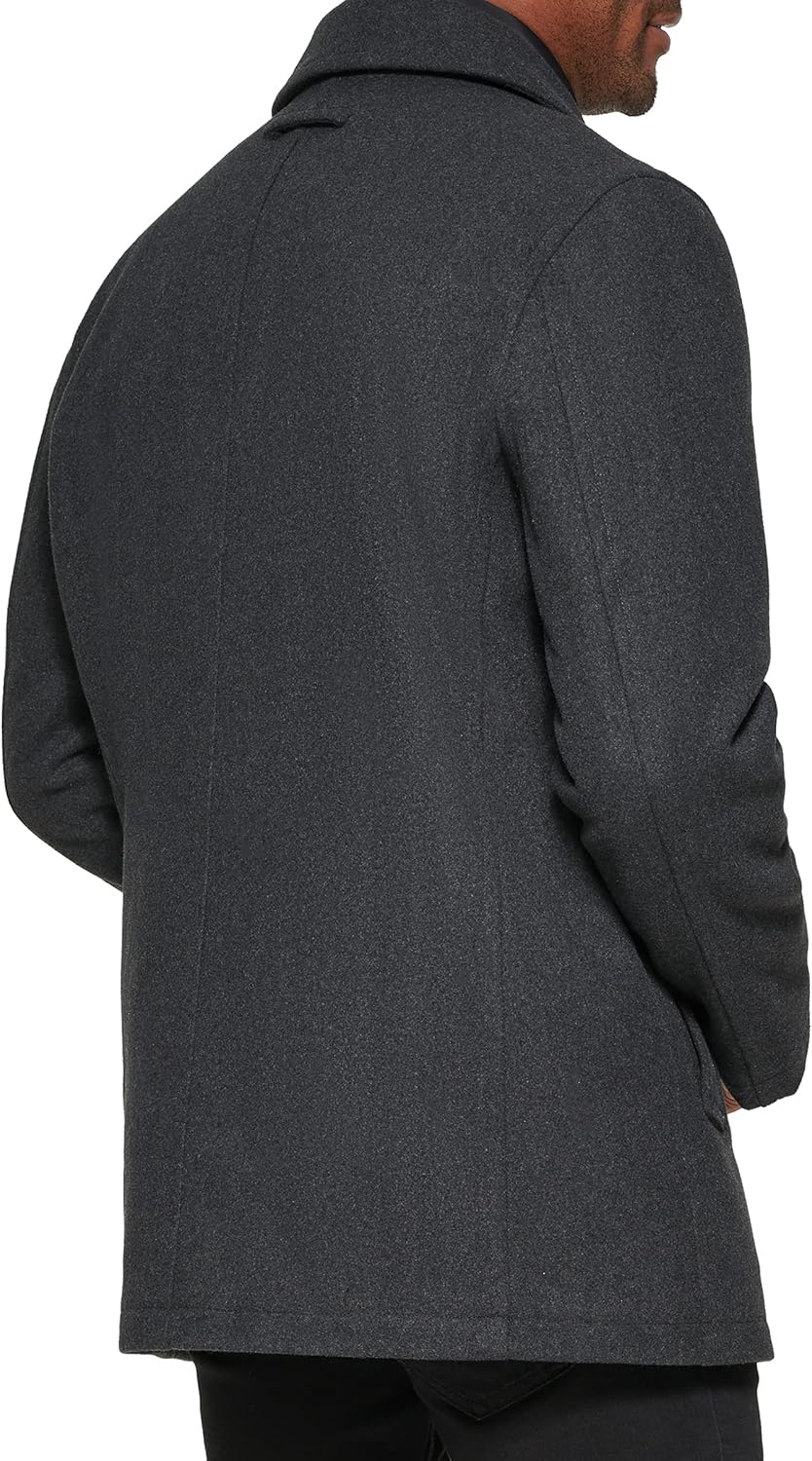 Мужская шерстяная классическая двубортная куртка-бушлат Levi's, Charcoal/Puffer Bib — фото 4