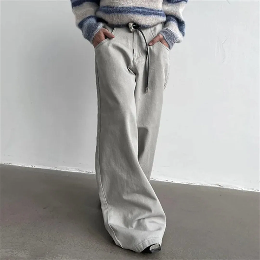 Джинсы свободные Men Casual Vintage, Серый — фото 2
