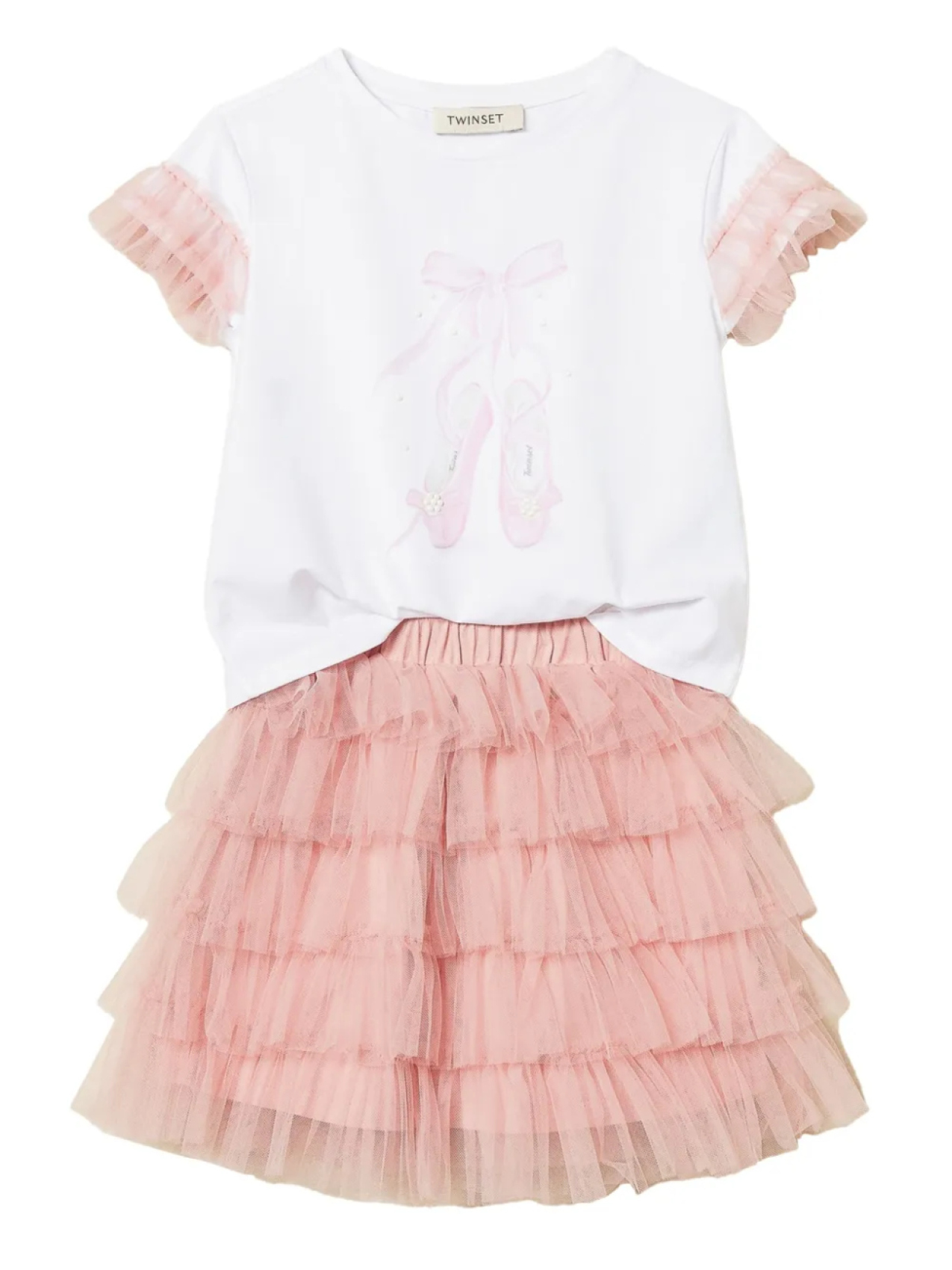 

Комплект из тюлевой юбки с оборками TWINSET Kids, белый