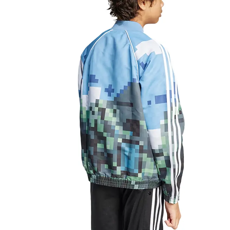 Adidas Originals Майнкрафт курка трек топ misty blue/mystic yellow/tribal green подростки — фото 3