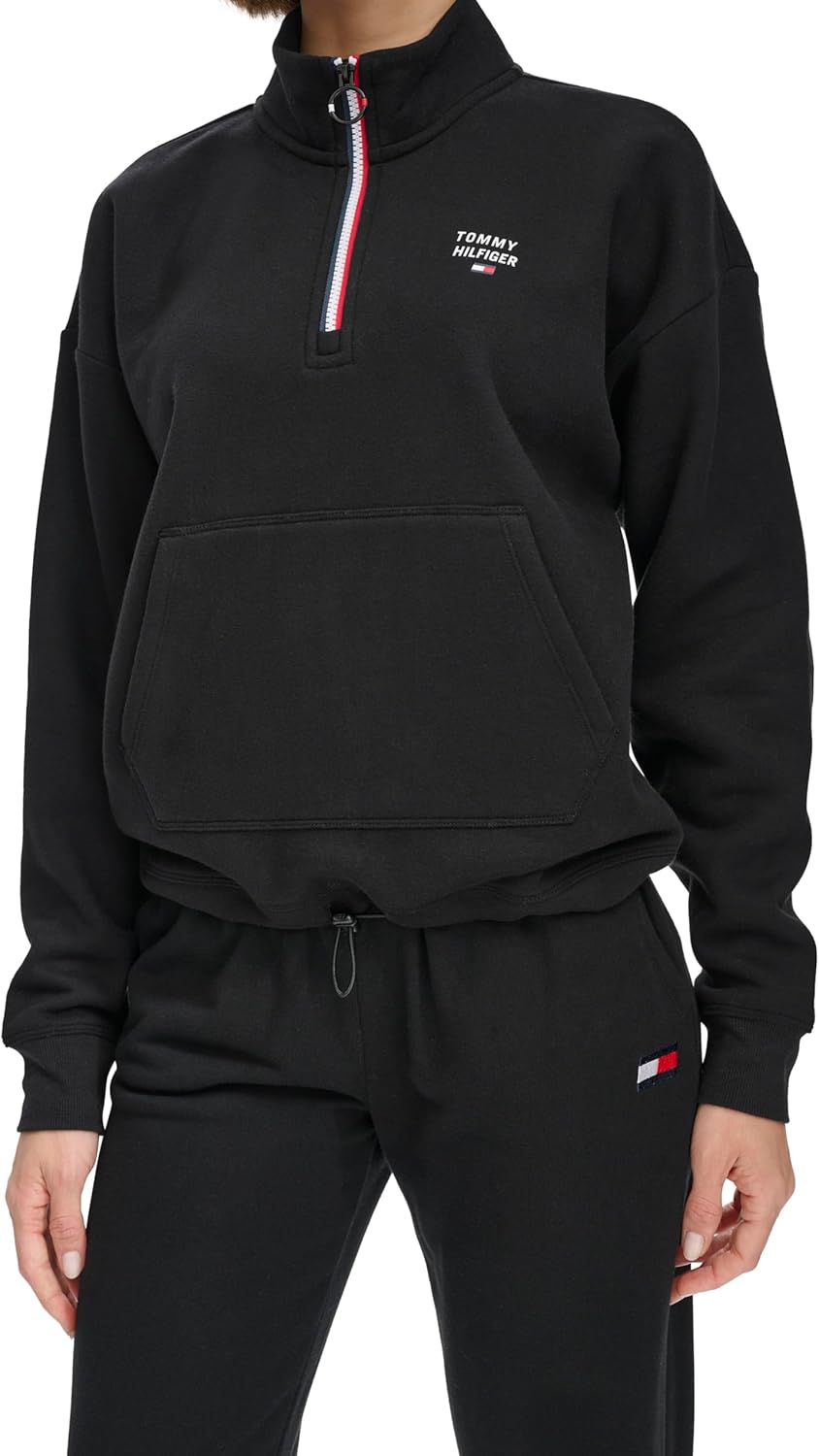 Женская флисовая толстовка Tommy Hilfiger с застежкой-молнией Quarter Zip, Black — фото 2