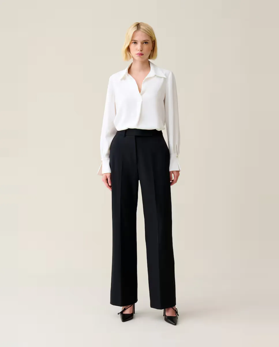 

Женские шерстяные костюмные брюки темно-синего цвета Claudie Pierlot, черный