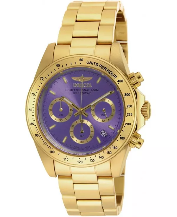 

Женские кварцевые часы-хронограф Speedway 18257 с фиолетовым циферблатом Invicta, gold