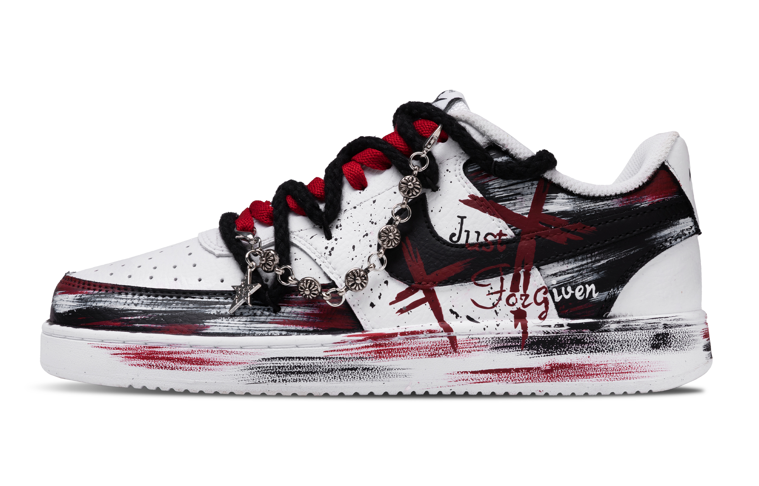 

Nike Кроссовки для скейтборда Court Vision 1 Blood Cross с антискользящим покрытием, износостойкие, низкие, мужские, черно-красные