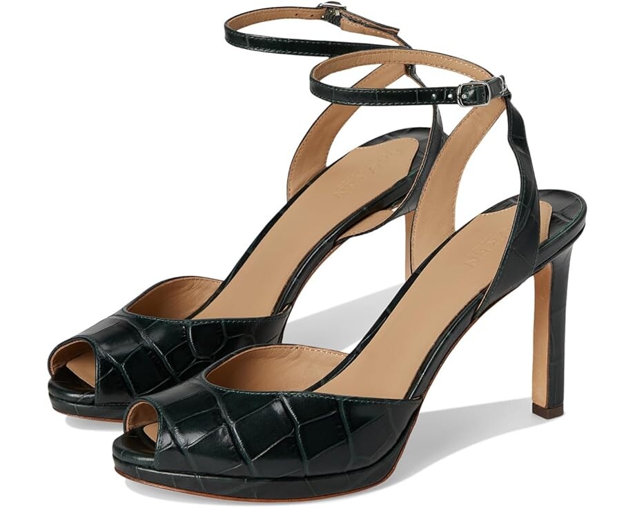 

Туфли Lauren Ralph Lauren Kyla Crocodile-Embossed Leather Sandals, цвет Dark Pine