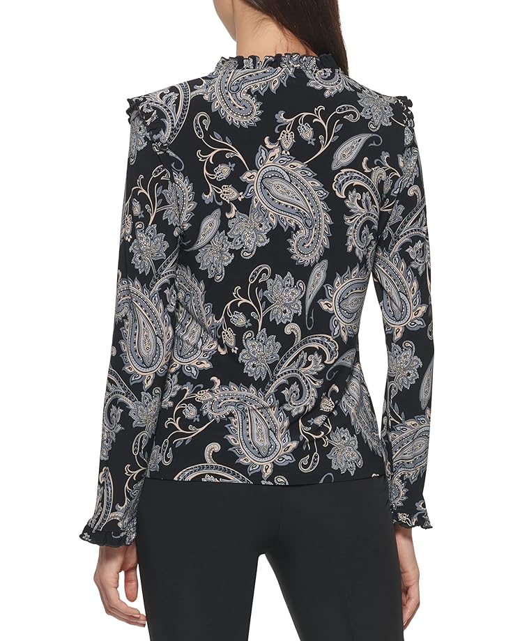 

Блуза Tommy Hilfiger Long Sleeve Paisley Knit Tie Neck Blouse, цвет Black/Grey