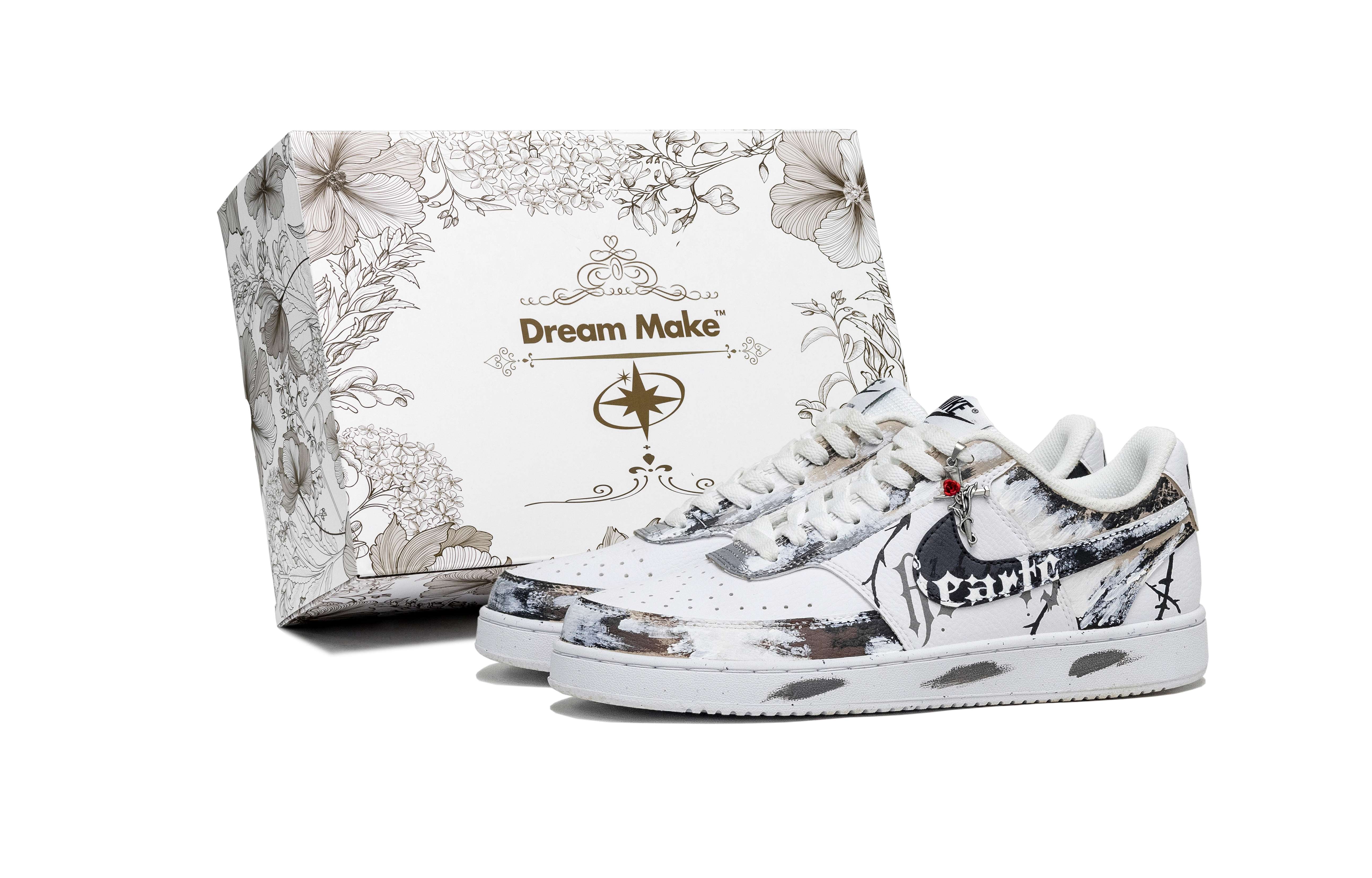 

Nike Кроссовки для скейтбординга Court Vision 1, мужские, низкие, цвет: черный/серый/белый