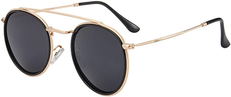 

Ретро круглые металлические солнцезащитные очки для мужчин и женщин в стиле стимпанк, металлическая оправа, модные очки с защитой от УФ-излучения UV400 TYUVIVO, Gold Blackgrey