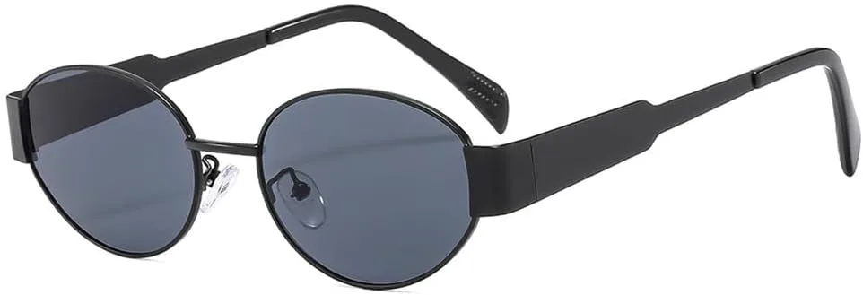 

Ретро-панк овальные солнцезащитные очки для женщин и мужчин, винтажные, в маленькой металлической оправе, защита от УФ-излучения UV400, m27712 generic, 1