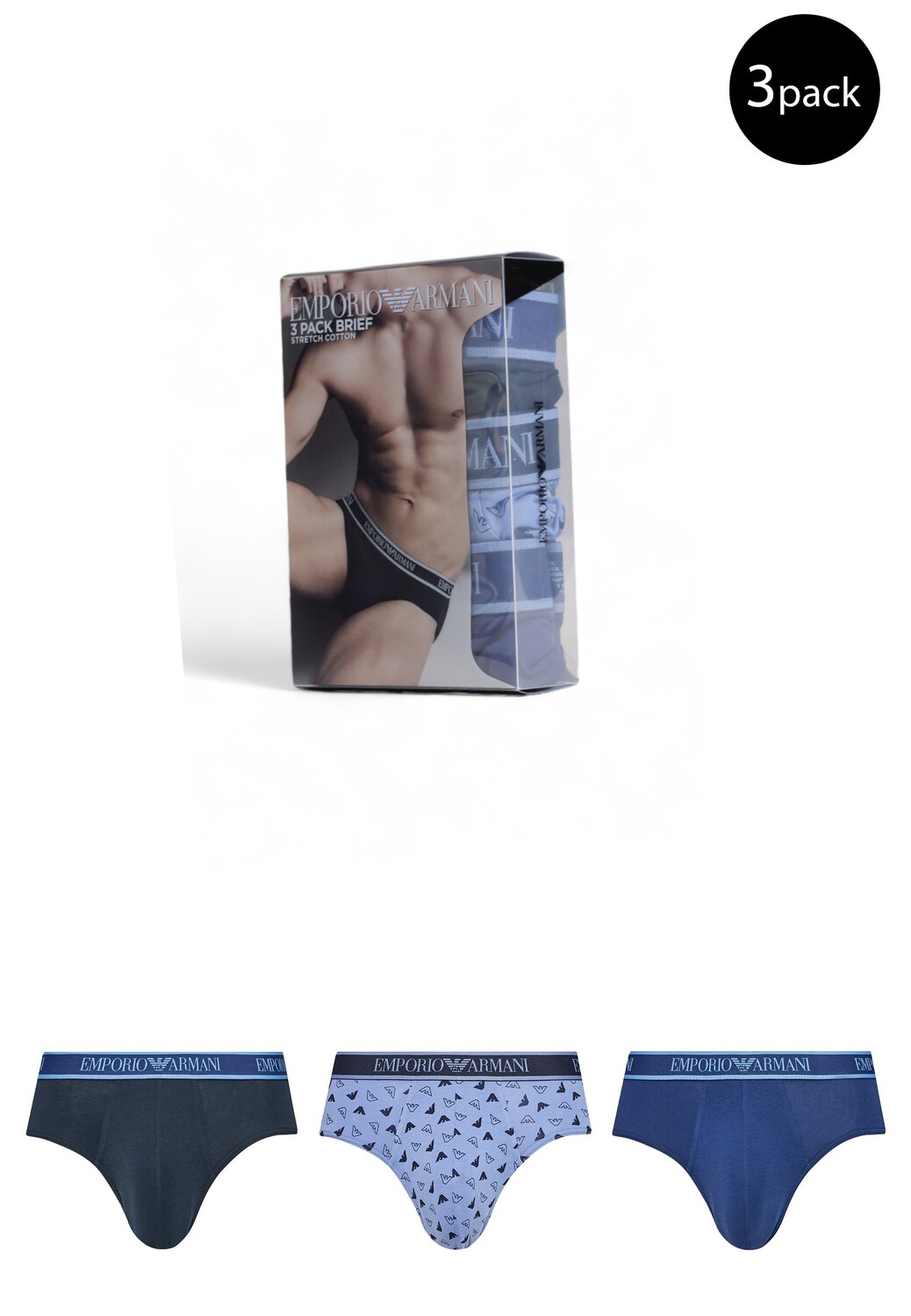 

Трусы мужские Emporio armani underwear брифы 3 пары, мультиколор