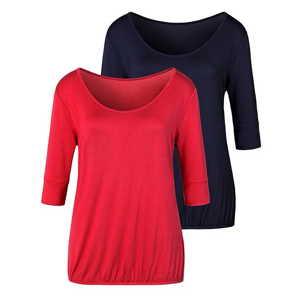 

Женский топ с круглым вырезом, 2 шт Lascana, Coral And Navy