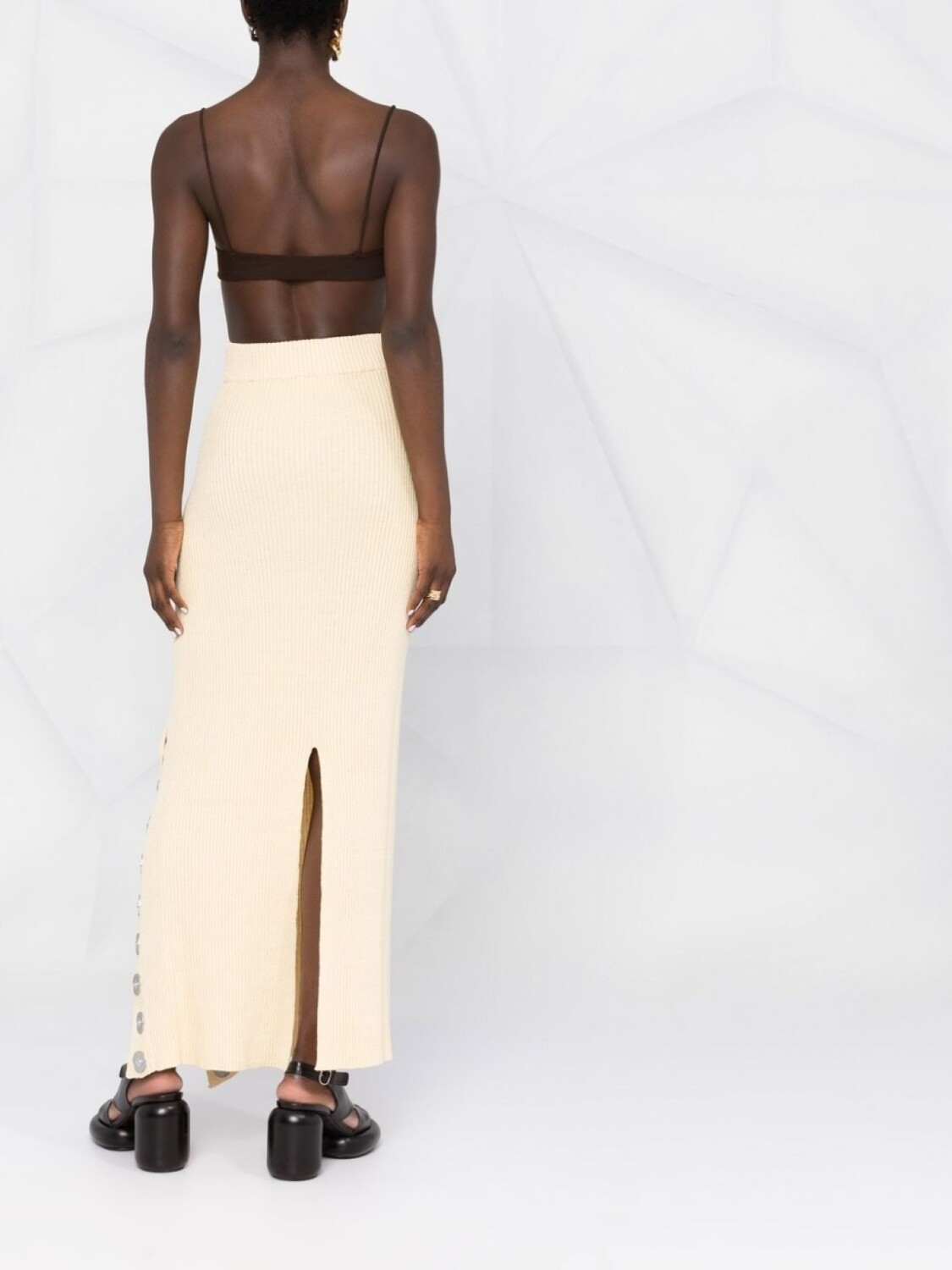 Jil Sander юбка макси в рубчик, нейтральный цвет — фото 4
