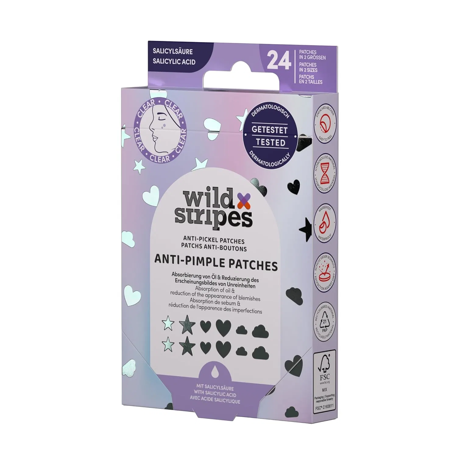 Патчи от прыщей Wild Stripes Holo Clear с салициловой кислотой Wild Stripes, Salicylic Acid — фото 3