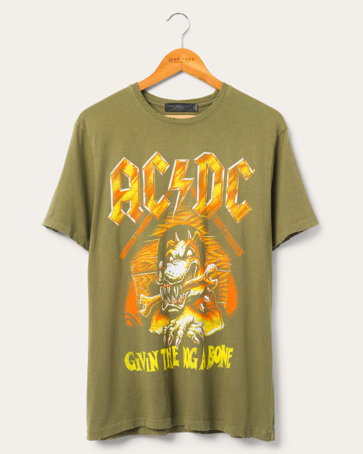

Винтажная футболка с изображением собаки AC/DC Junk Food Clothing, цвет burnt olive
