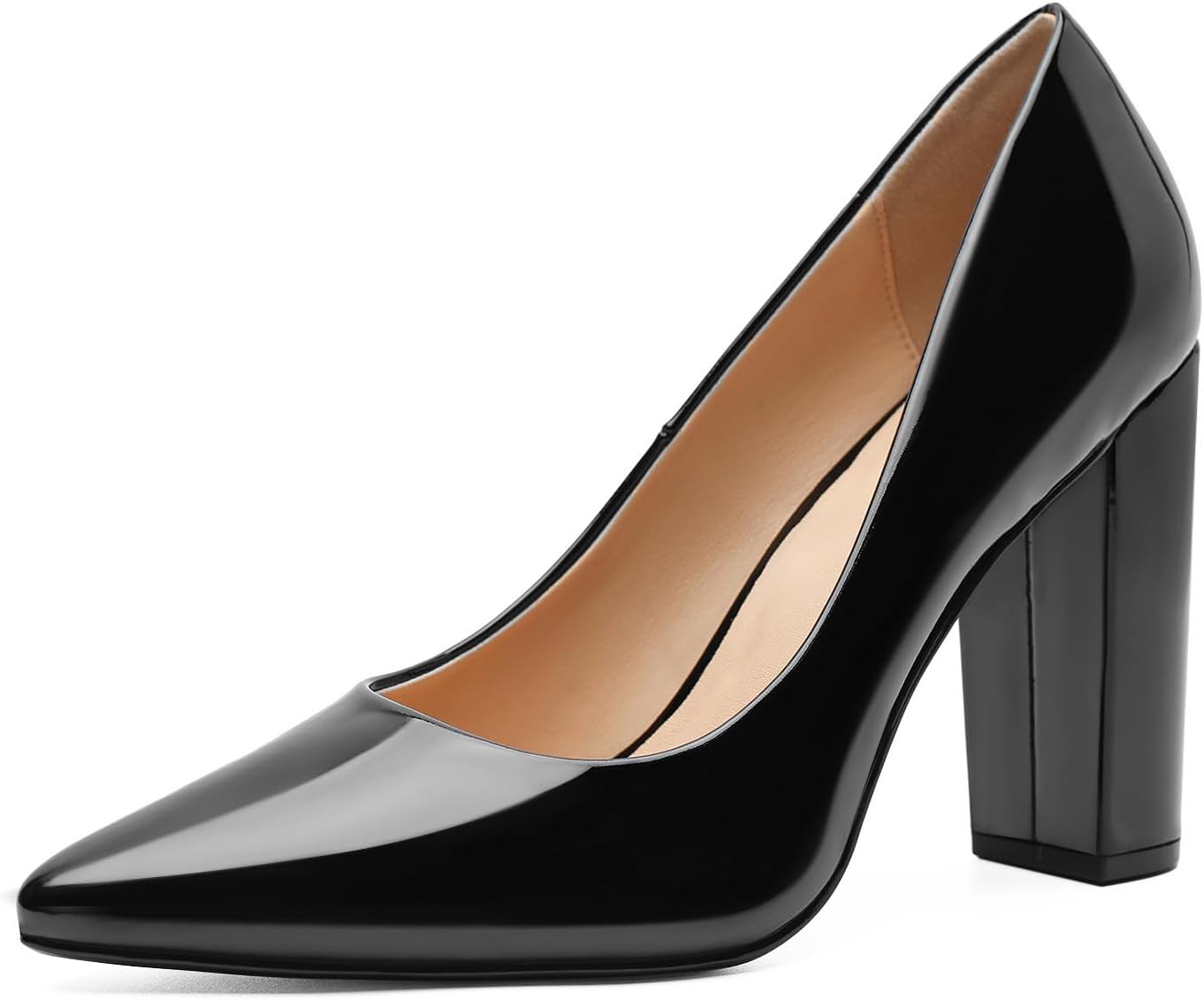 

Унисекс, женские и мужские туфли на высоком каблуке с острым носком и массивным блочным каблуком, удобная обувь для торжественных случаев Haozhaotou, черный